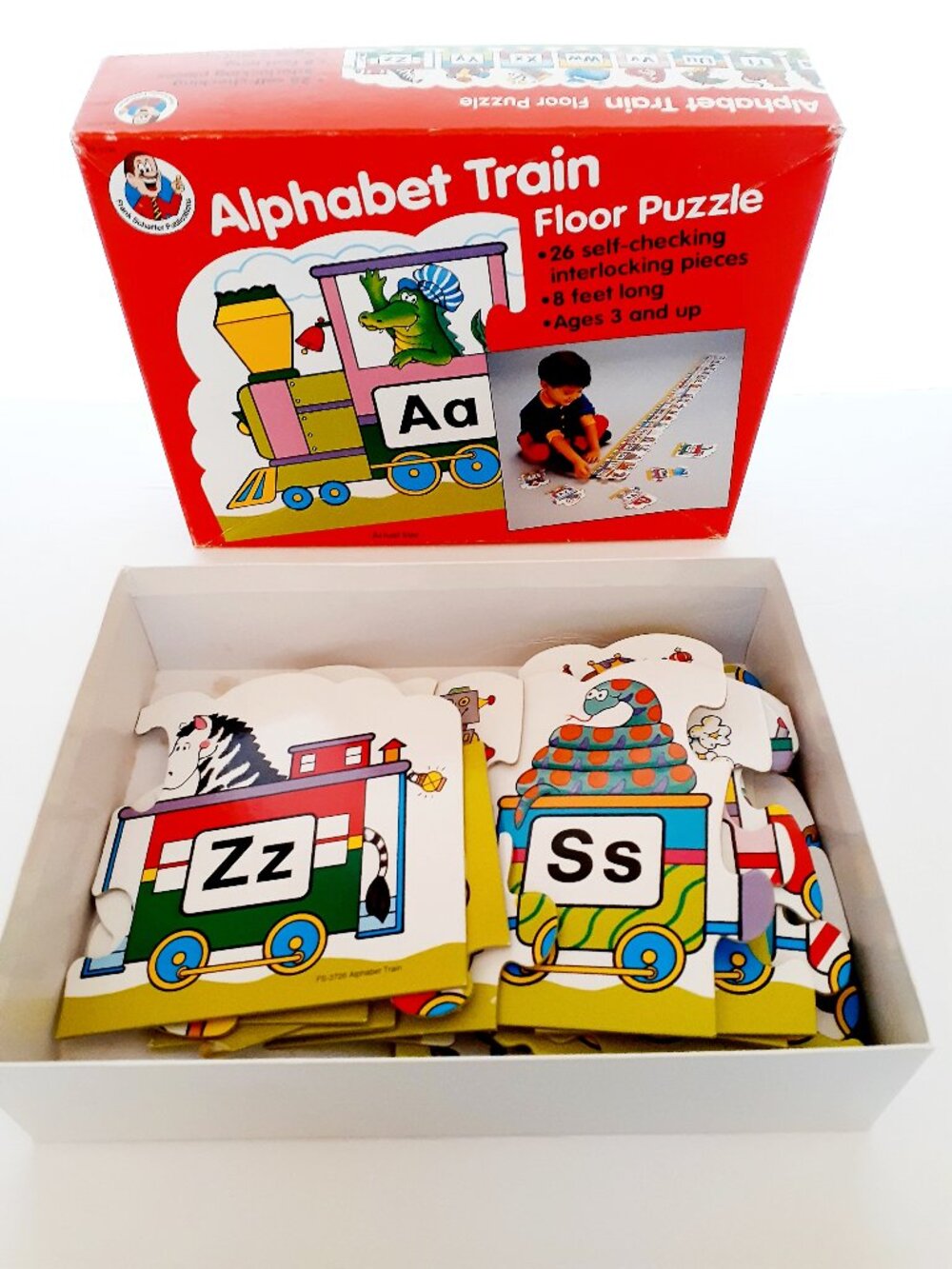 Vintage 90s Alphabet Train Floor Puzzle Frank Schaffer 26 Pieces